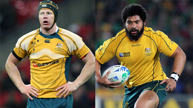 Australia  hooker Tatafu Polota-Nau and Peter Kimlin