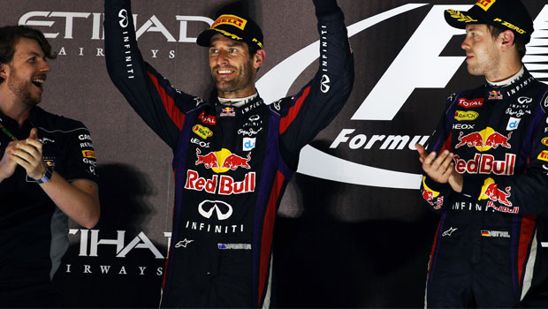 Mark Webber and Sebastian Vettel red bull abu dhabi GP