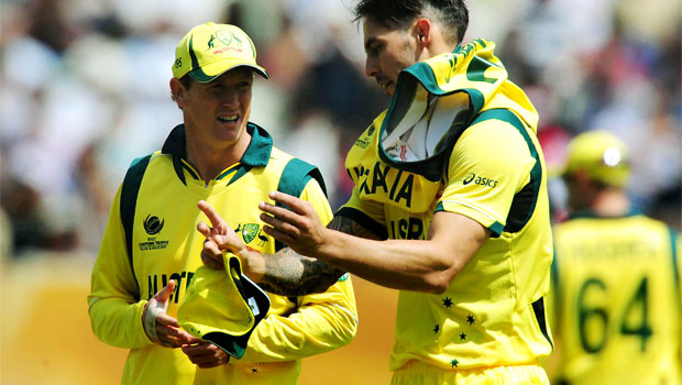 Mitchell Johnson and George Bailey  Australia v England