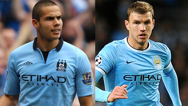 striker Edin Dzeko and midfielder Jack Rodwell man city