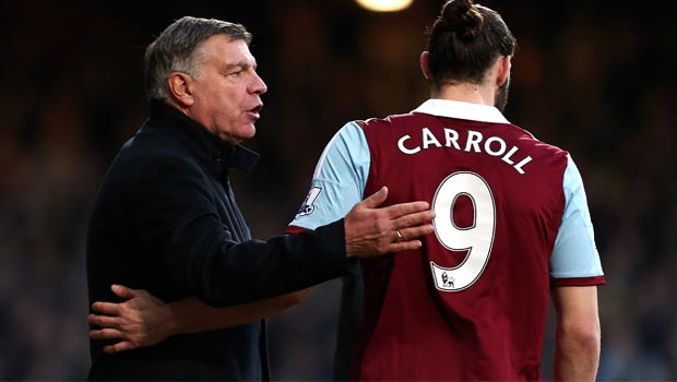 West Ham boss Sam Allardyce and andy carroll