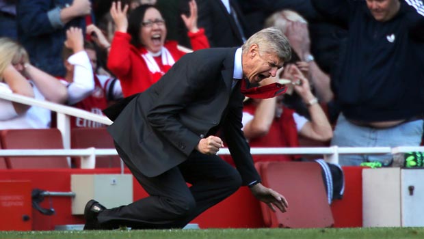 Arsene Wenger Arsenal manager reacts in frustration