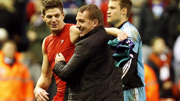 Brendan Rodgers Liverpools manager  and Steven Gerrard