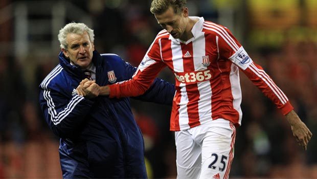 Mark Hughes and Peter Crouch Stoke City