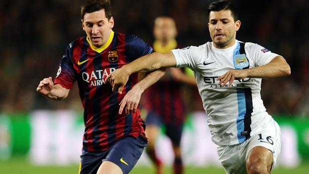 Sergio Aguero Manchester City and Barcelona Lionel Messi