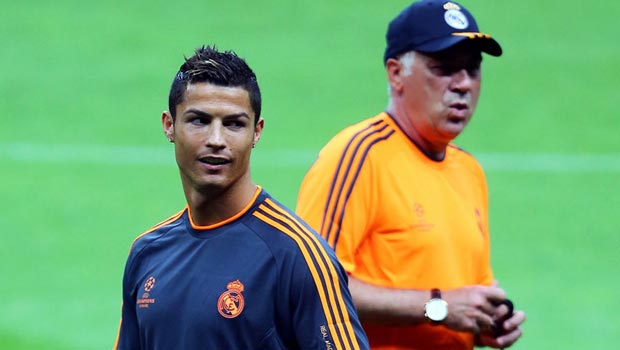Carlo Ancelotti  with Cristiano Ronaldo Real Madrid Champions League