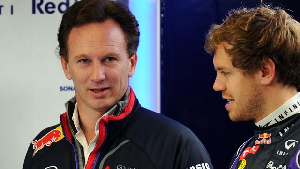 Christian Horner and Sebastian Vettel Red Bull Formula One