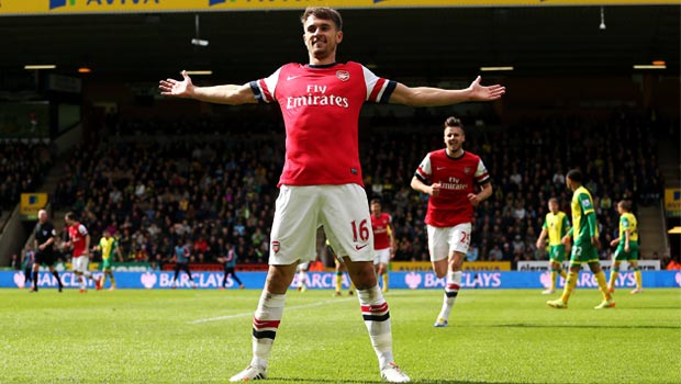 Aaron Ramsey arsenal scoring goal against Norwich city