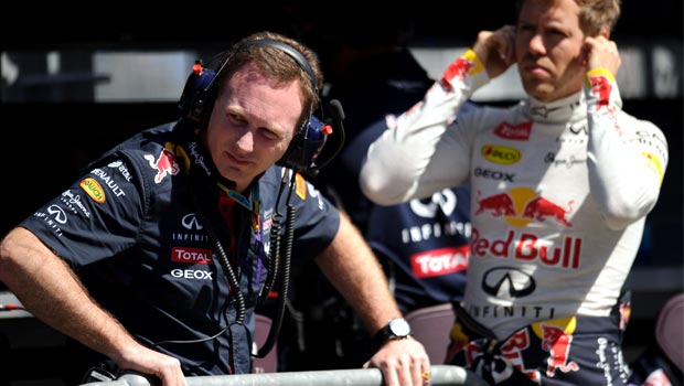 Christian Horner and Sebastian Vettel Red Bull team