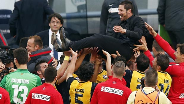 Diego Simeone Atletico Madrid celebrate La Liga title