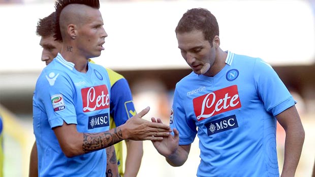 Gonzalo Higuain and Marek Hamsik footballer napoli