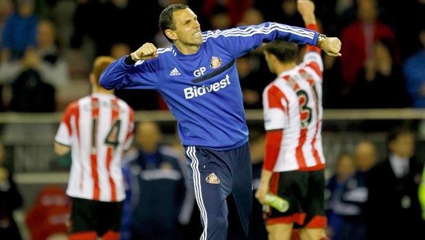 Gus Poyet celebrating against West Bromwich Albion