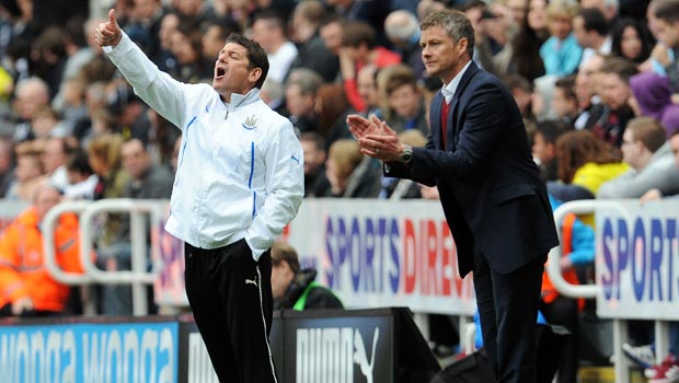 Ole Gunnar Solskjaer Cardiff City manager with John Carver Newcastle United