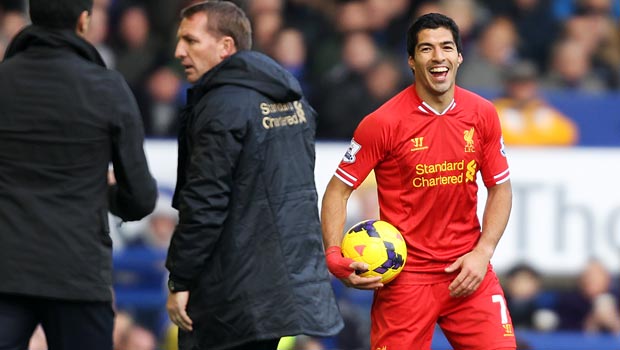 liverpool boss Brendan Rodgers and striker luis suarez