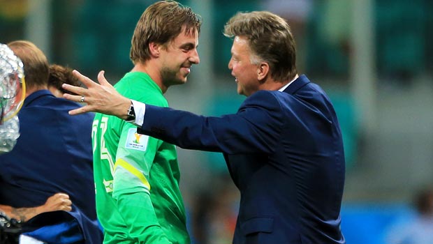 Louis Van Gaal and Tim Krul Netherlands