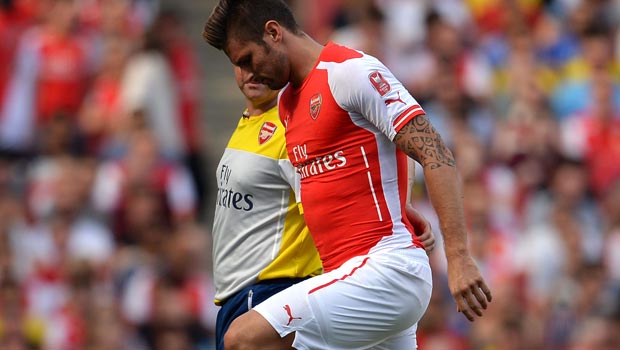 Arsenal striker Olivier Giroud ankle injury