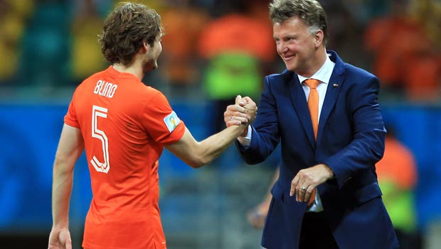 Daley Blind and manager Louis van Gaal 