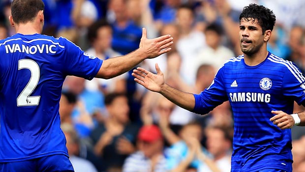 Diego Costa and Branislav Ivanovic Chelsea 