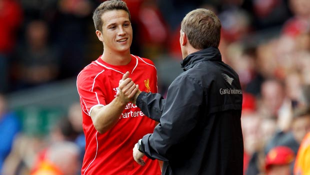 Javier Manquillo and Brendan Rodgers Liverpool