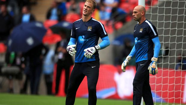 Joe Hart and Willy Caballero Manchester City goalkeeper