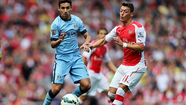 Mesut Ozil Arsenal and Jesus Navas Manchester City