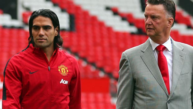 Radamel Falcao and Louis van Gaal Manchester United