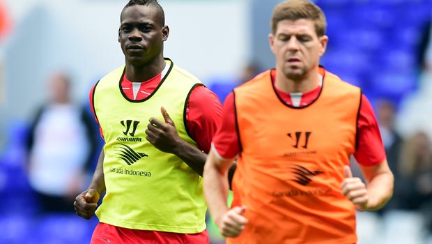 Steven Gerrard and Mario Balotelli Liverpool