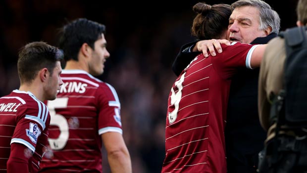 West Ham United manager Sam Allardyce and Andy Carroll