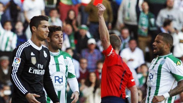 Cristiano Ronaldo Red Card Real Madrid v Cordoba La Liga