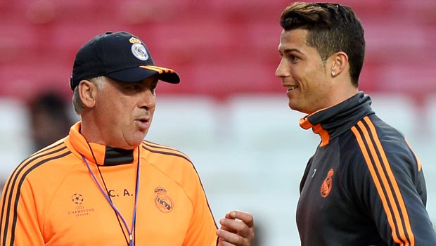 Real Madrid boss Carlo Ancelotti and Cristiano Ronaldo