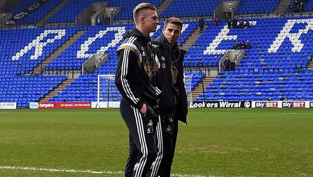 Swansea City Tom Carroll and Adam King