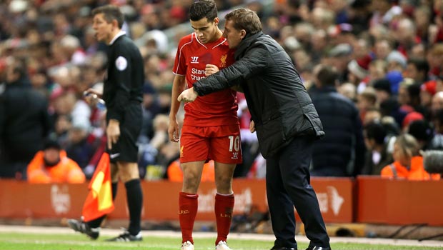 Liverpool boss Brendan Rodgers and Philippe Coutinho