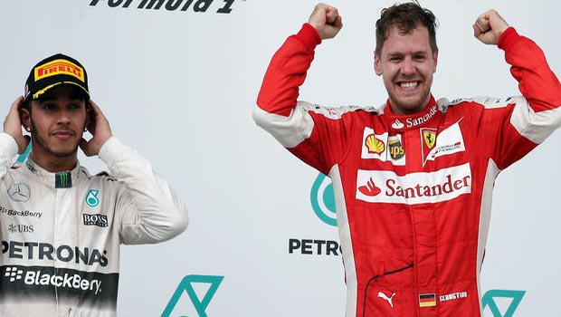 Ferrari Sebastian Vettel and Mercedes Lewis Hamilton Malaysian Grand Prix