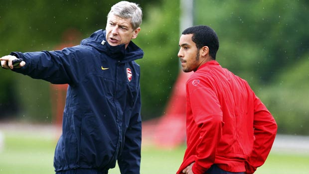 Theo Walcott and Arsene Wenger Arsenal