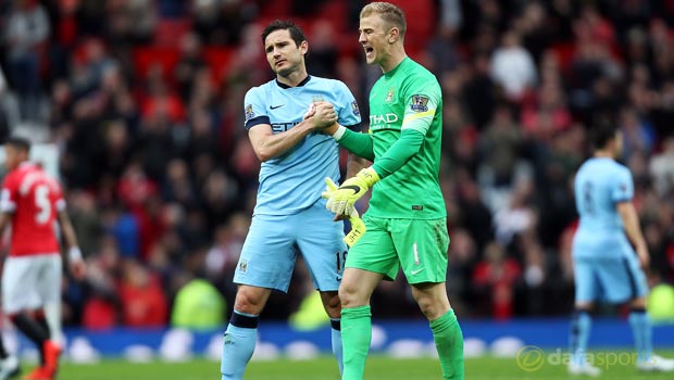 Manchester City keeper Joe Hart and Frank Lampard