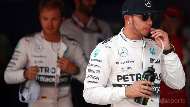 Mercedes Lewis Hamilton and Nico Rosberg F1 Spanish GP
