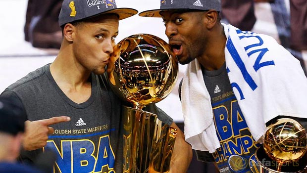 Golden State Warriors Stephen Curry and Andre Iguodala NBA champions