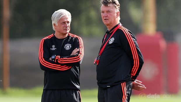 Man Utd boss Louis Van Gaal and Marcel Bout 