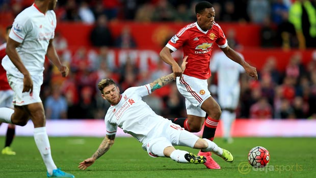 Man Utd Anthony Martial and Liverpool Alberto Moreno