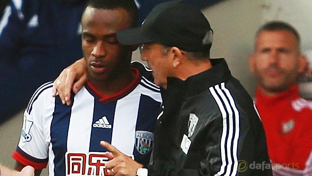 West Brom boss Tony Pulis and Saido Berahino