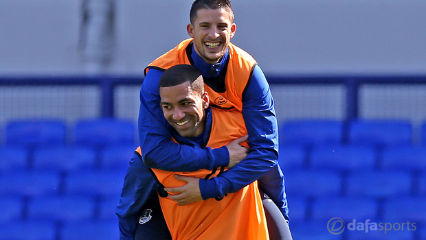 Everton Kevin Mirallas and Aaron Lennon