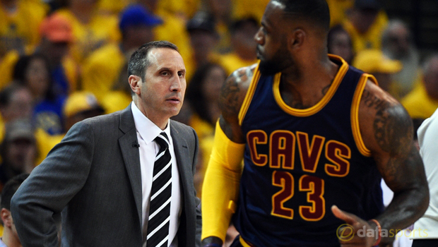 Cleveland Cavaliers coach David Blatt and LeBron James