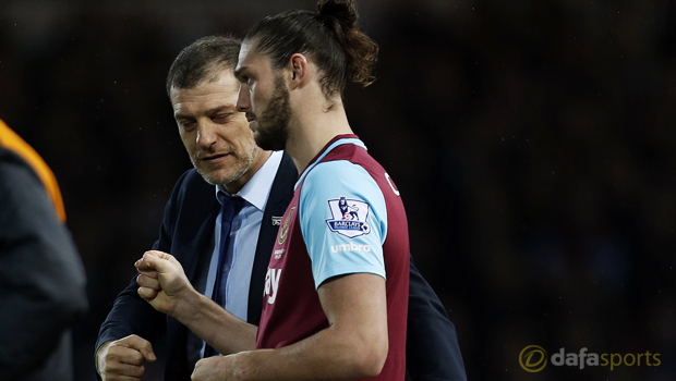 West Ham United manager Slaven Bilic and Andy Carroll