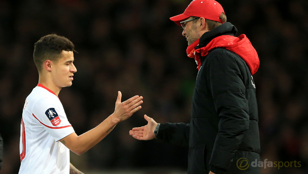 Liverpool midfielder Philippe Coutinho and Jurgen Klopp