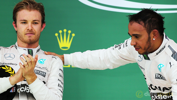 F1 Mercedes duo Lewis Hamilton and Nico Rosberg British Grand Prix