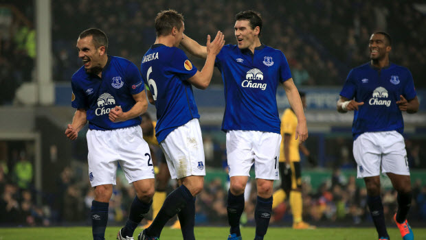 Everton Phil Jagielka - Leon Osman - Gareth Barry